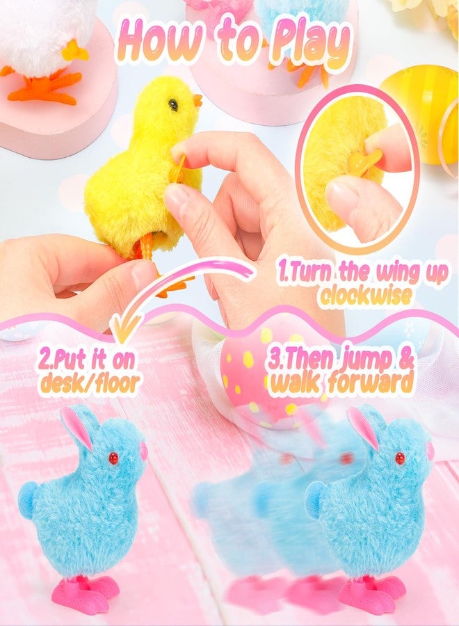 Tagitary Bunny and Jumping Chick Wind Up Toys Easter Plush Rabbit and Chicken Toy for Kids Toddlers Easter Egg Hunt Basket Party Favor Stocking Stuffers Classroom Prizes Christmas Birthday Gift - Image 4